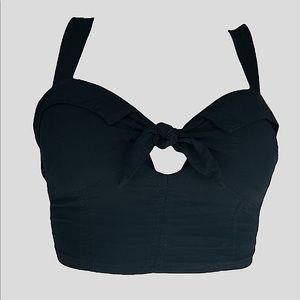VALIJA Black crop top knot top size XS